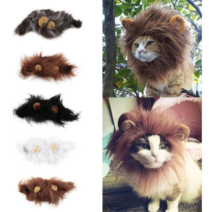 Fuzzy Lion Hair & Ears Head Cap